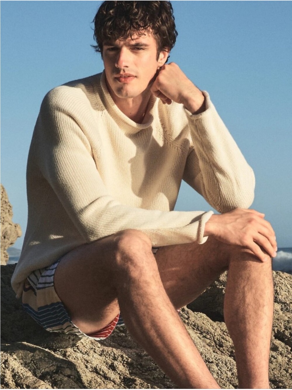 J Crew 1988 Rollneck™ sweater in cotton Mountain White BW186